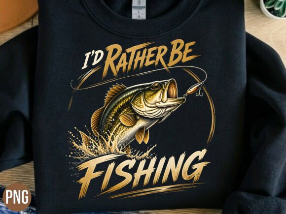 Download Rather Be Fishing Bass PNG Tshirt - Premium Resources